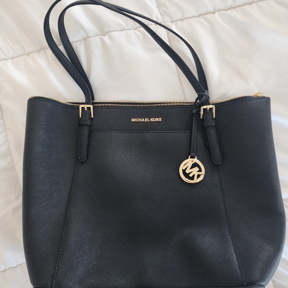 MICHAEL Michael Kors Black Tote with Gold Details